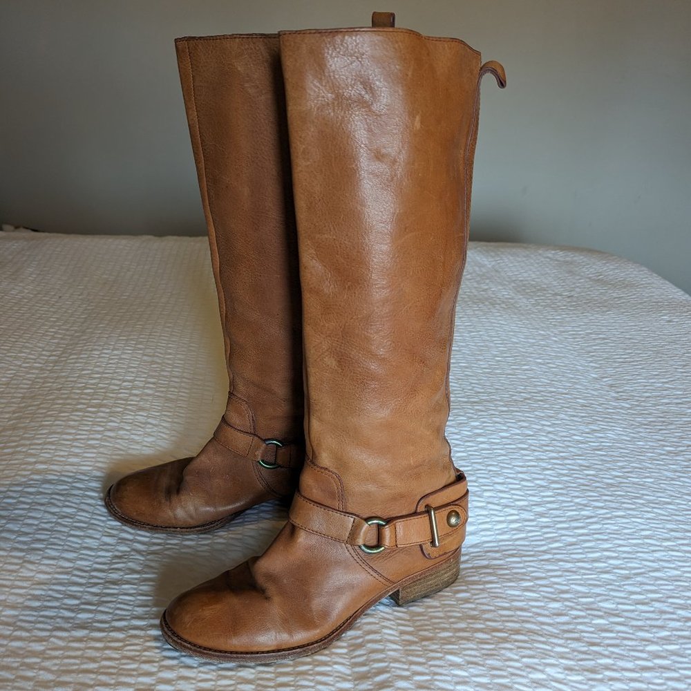 Coach Natalie knee high boots camel leather sz 8.5